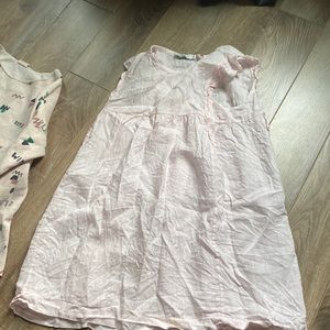 Girls linen pink dress